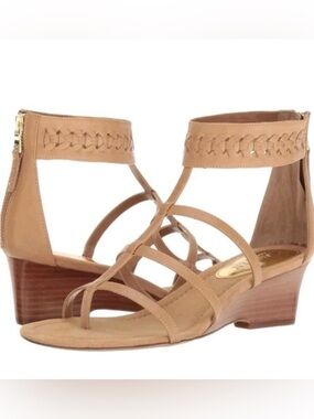 Boho Ralph Lauren Meira Wedge Gladiator Sandals Size 7.5 Braided Light Tan